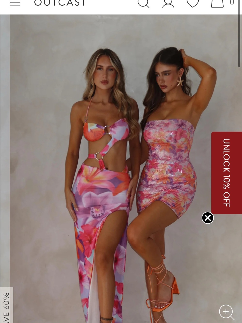 Wide Leg Floral Cutout Skirt - Pink & Orange